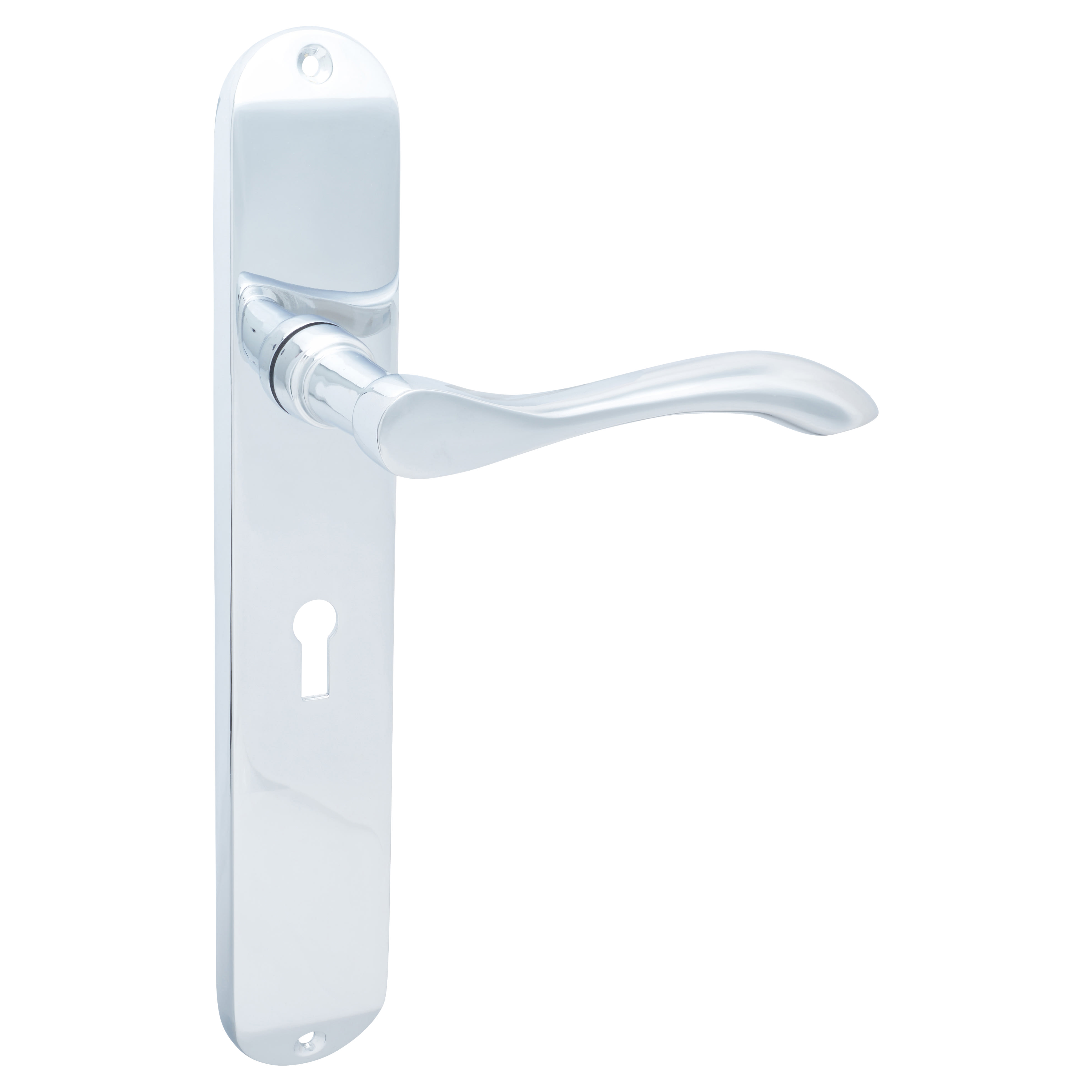 Polished Chrome Keyhole Lock Door Handles - Long Plate - Altea Range - 240 x 41mm - view 4