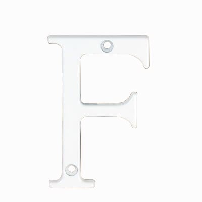 76mm Screw Fix Door Letter - F - White - view 2