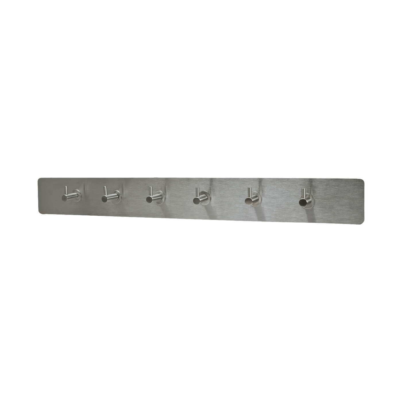 Hook on Plate - 640 x 75mm - 6 Hooks - Satin Stainless Steel - view 2