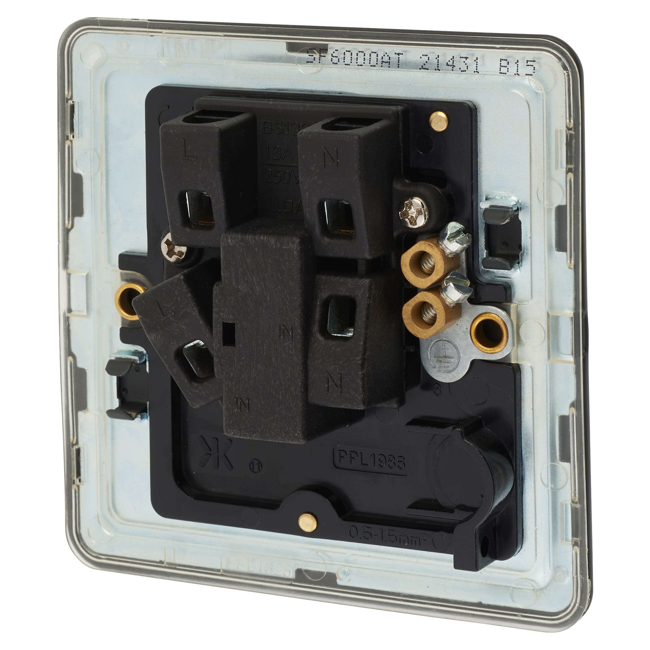 13A 1 Gang Screwless Flat Plate Unswitched Fused Spur - Anthracite Grey - view 3
