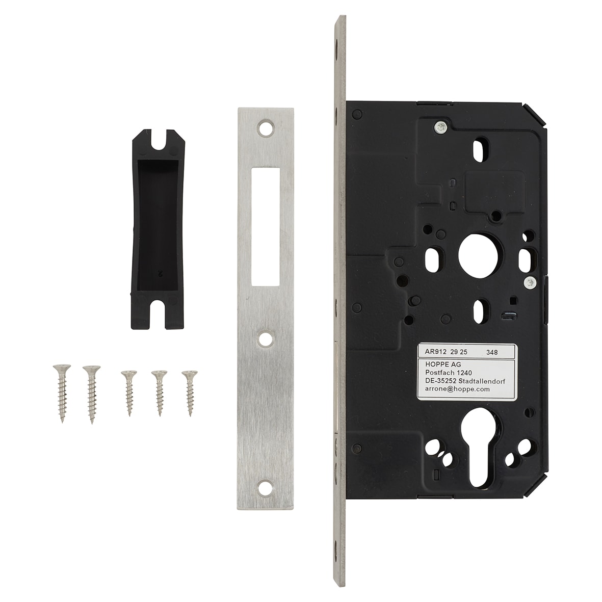 DIN Deadlock - 88mm Case - 60mm Backset - Square - Satin Stainless Steel - view 2