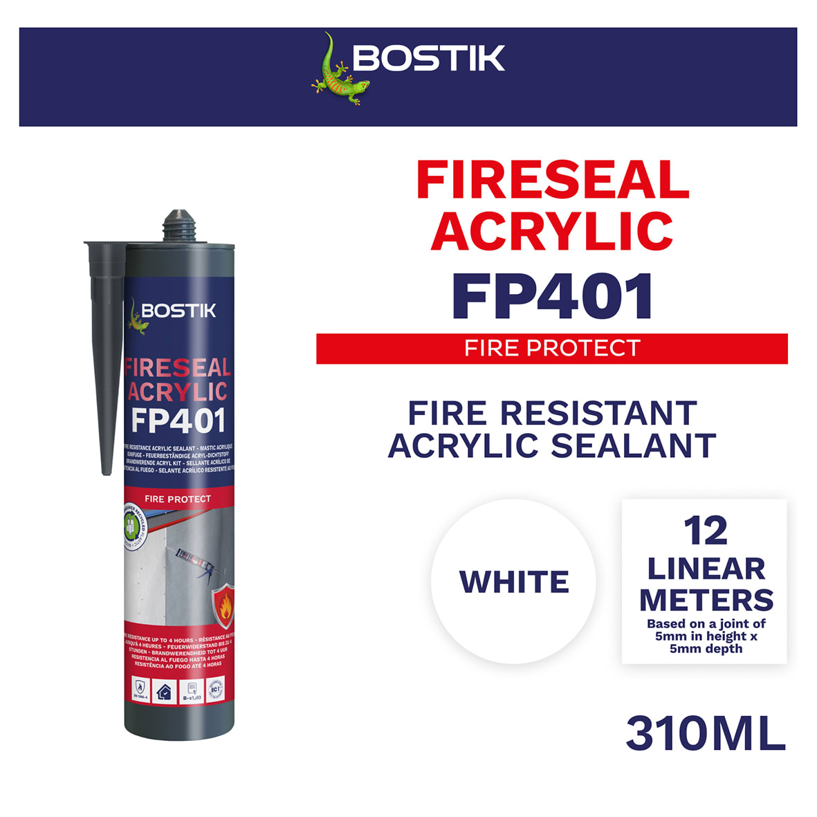 Pro Fireseal Acrylic Sealant - 310ml - White - view 2