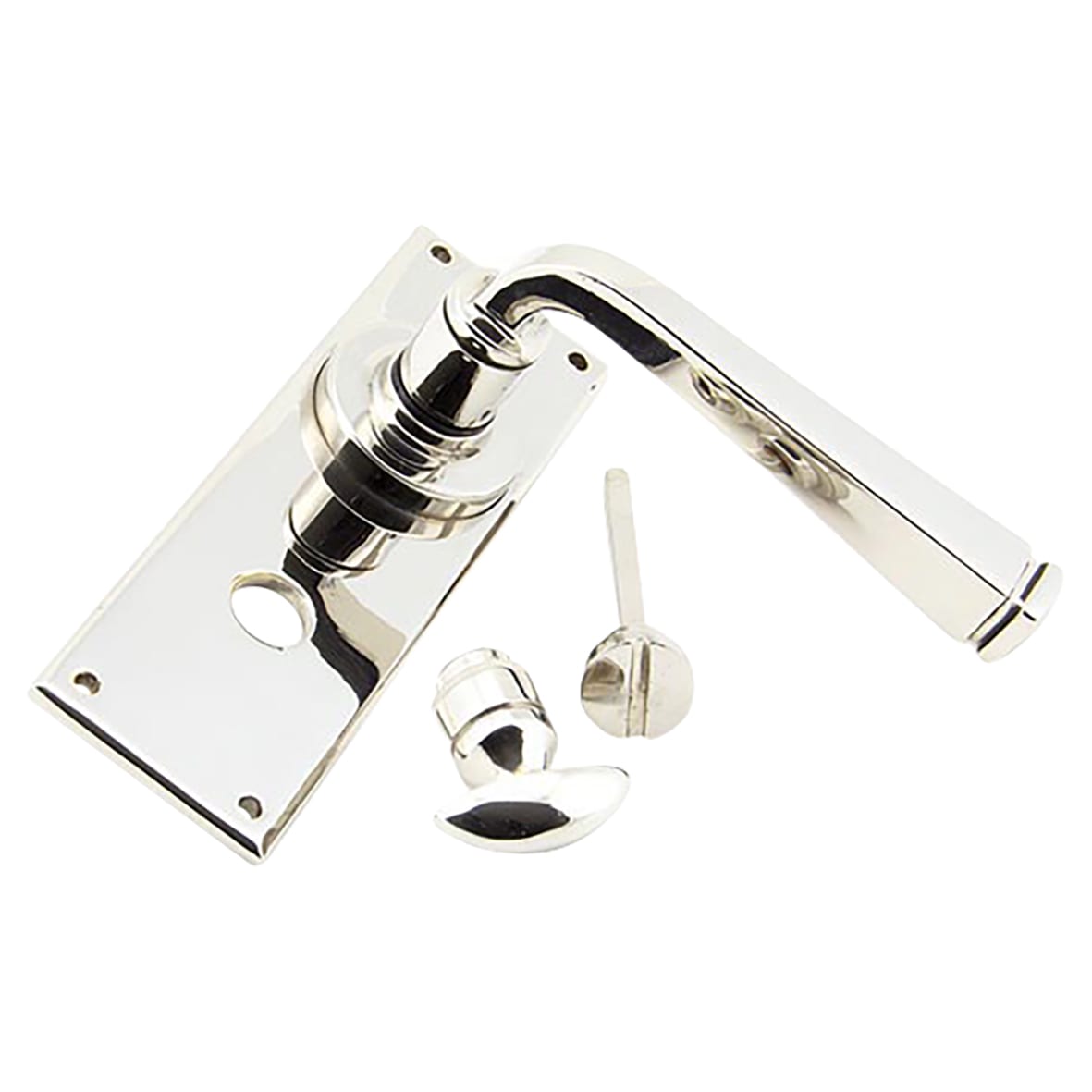 Polished Nickel Bathroom Door Handles - Avon Range - 152 x 48mm - view 2