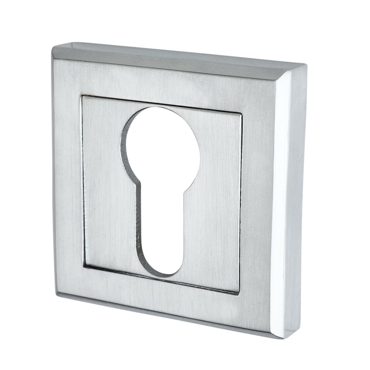Satin Chrome Euro Lock Door Handles on Square Rose Pack - Spirit Range - view 5