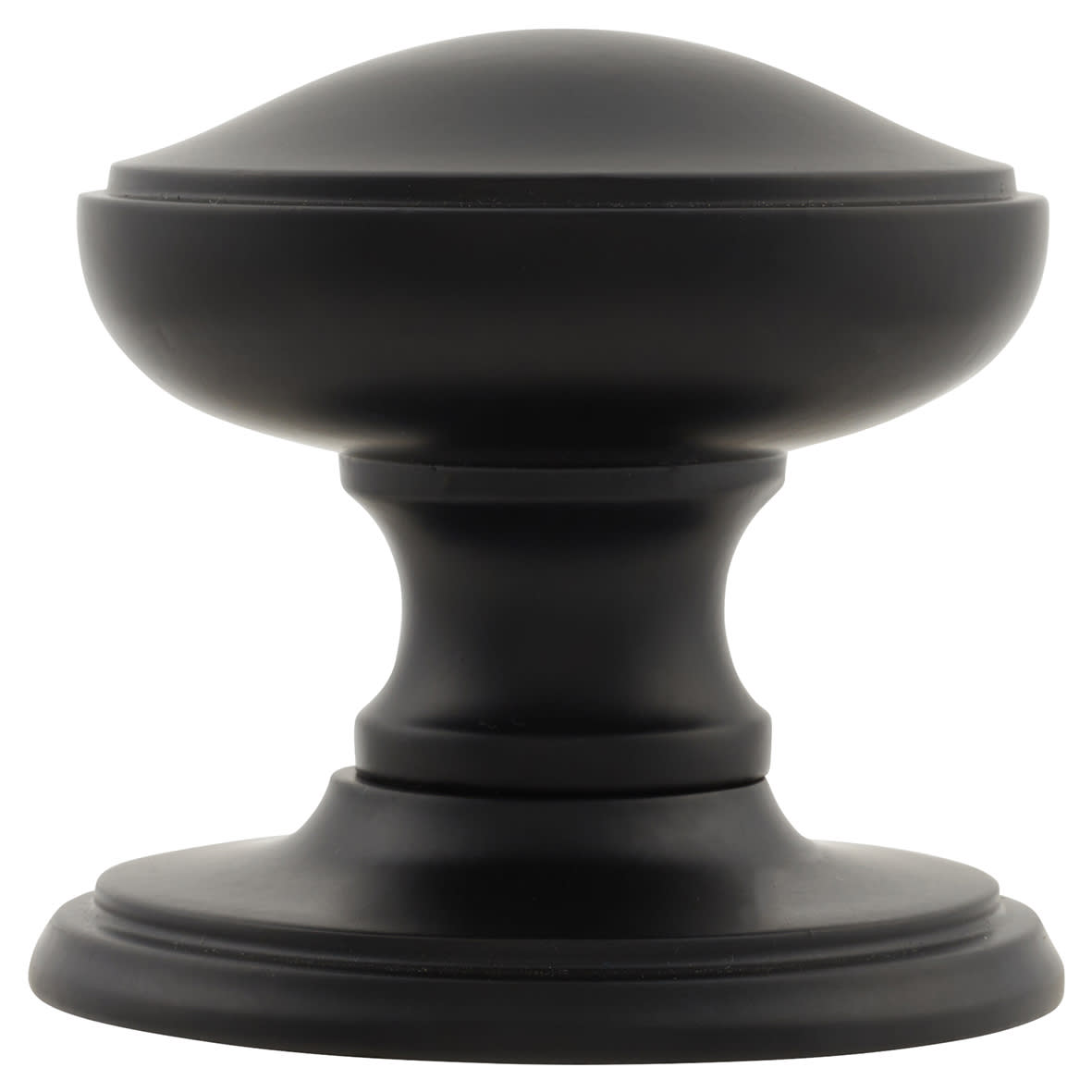 Matt Black Round Centre Door Knob - 80mm Rose Diameter - view 2