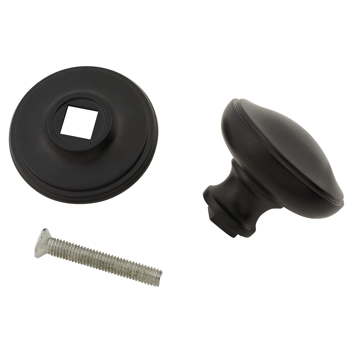 Matt Black Round Centre Door Knob - 80mm Rose Diameter - view 3
