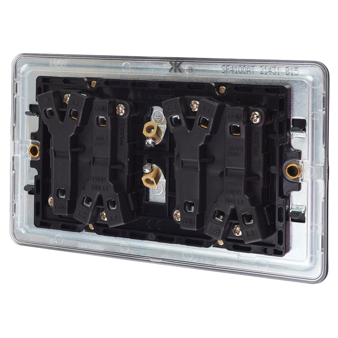 10AX 4 Gang Screwless Flat Plate Light Switch - Anthracite Grey - view 2