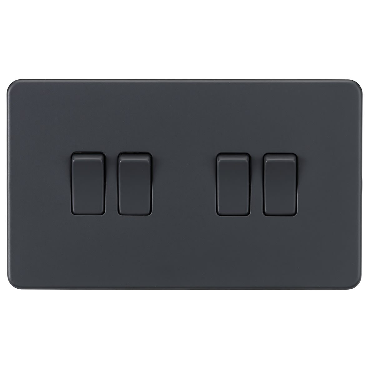 10AX 4 Gang Screwless Flat Plate Light Switch - Anthracite Grey - view 3