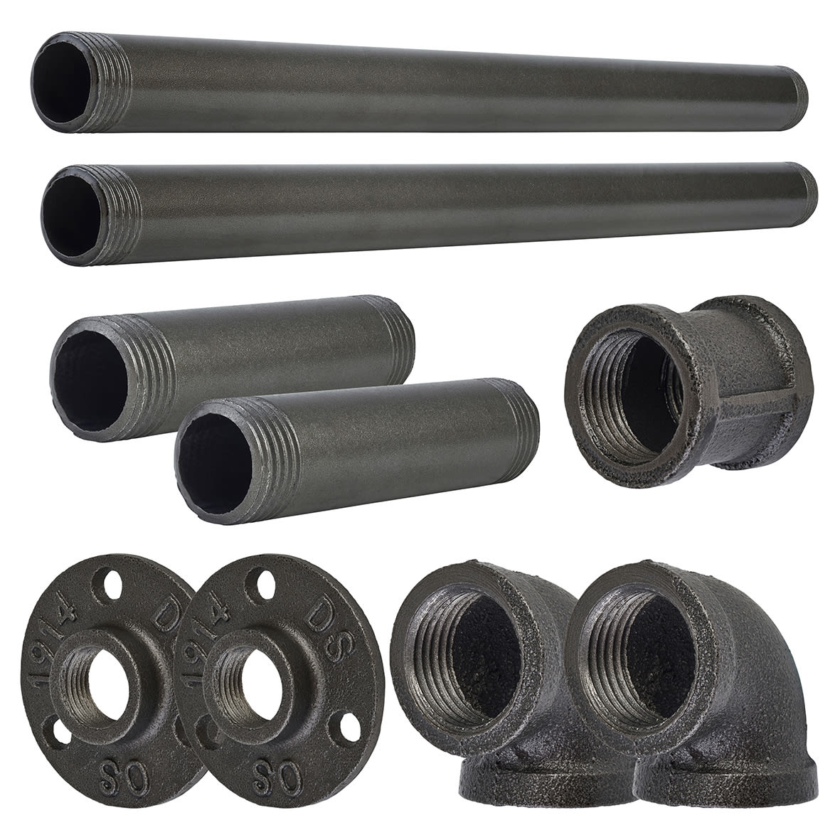 1/2" Long Pipe Round Towel Rail Kit - Grey - view 3
