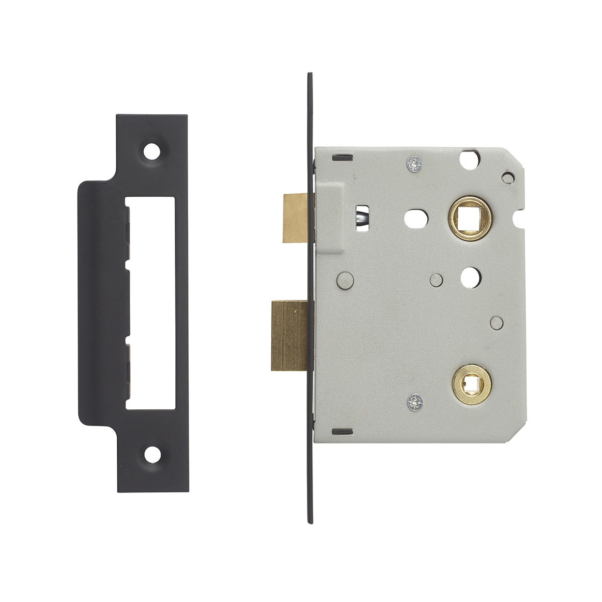 Bolt Through Bathroom Lock - 76mm Case - 56mm Backset - Matt Black - view 2