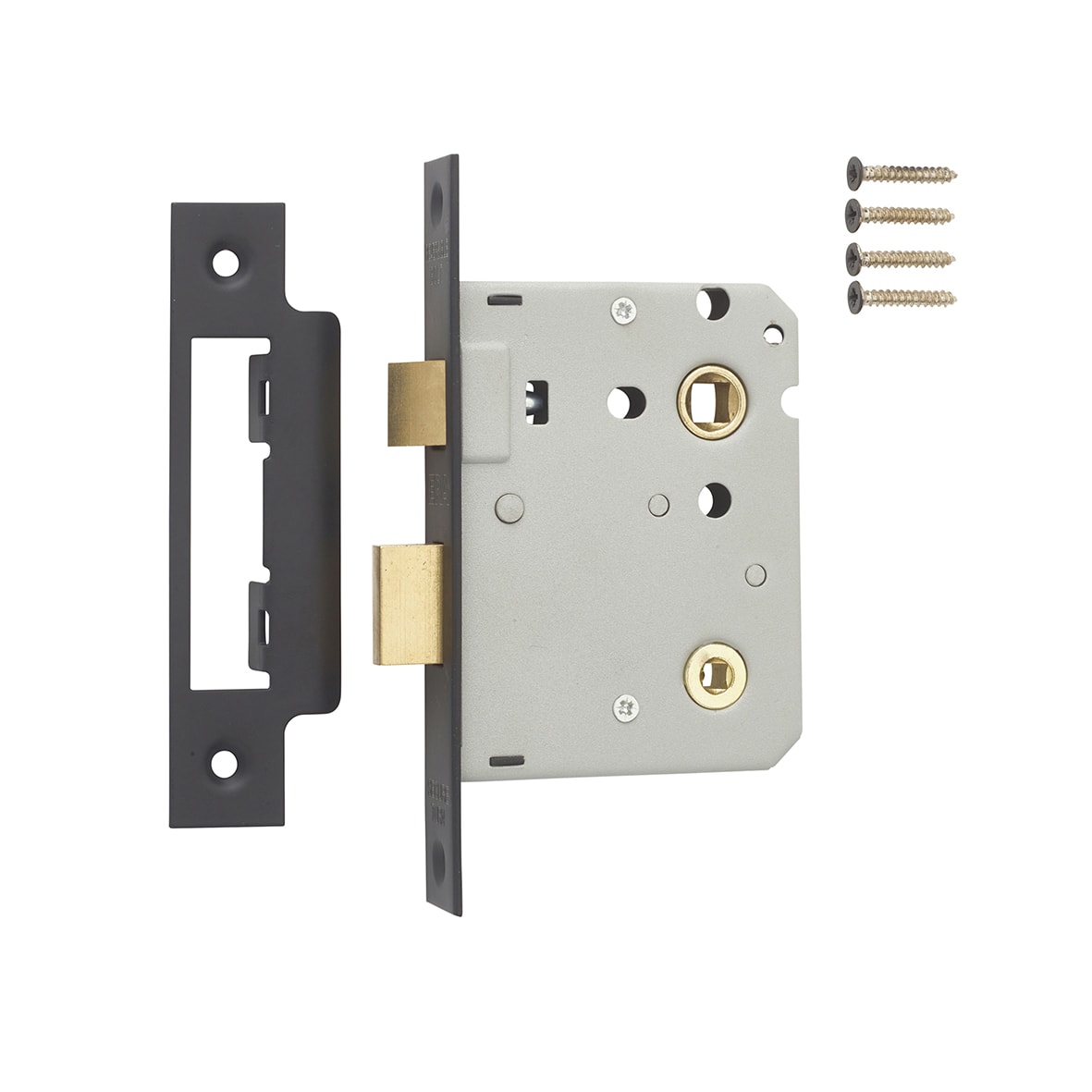 Bolt Through Bathroom Lock - 76mm Case - 56mm Backset - Matt Black - view 3