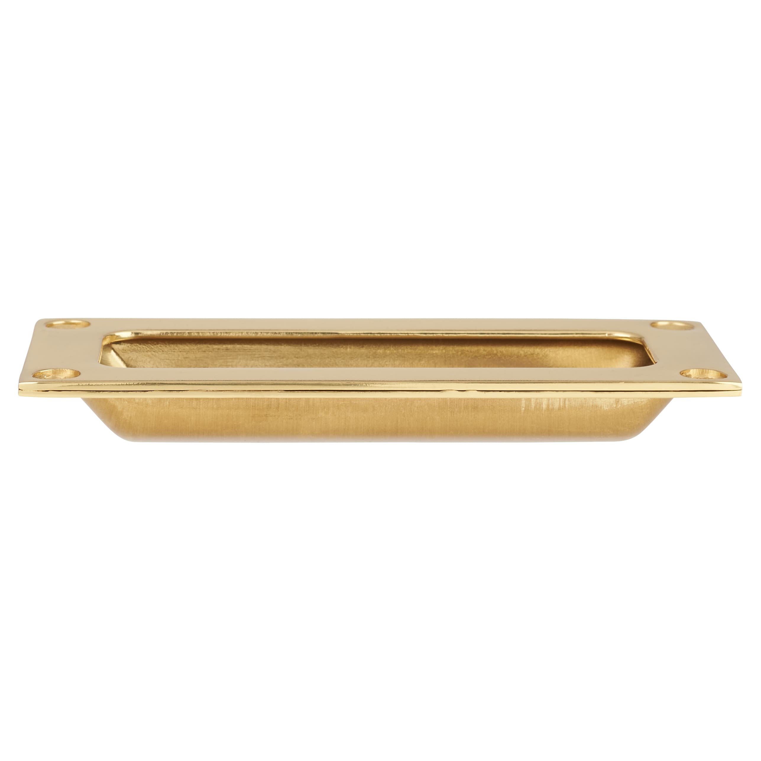 Rectangular Flush Cabinet Pull Handle - 102 x 45mm - Polished Brass - view 3