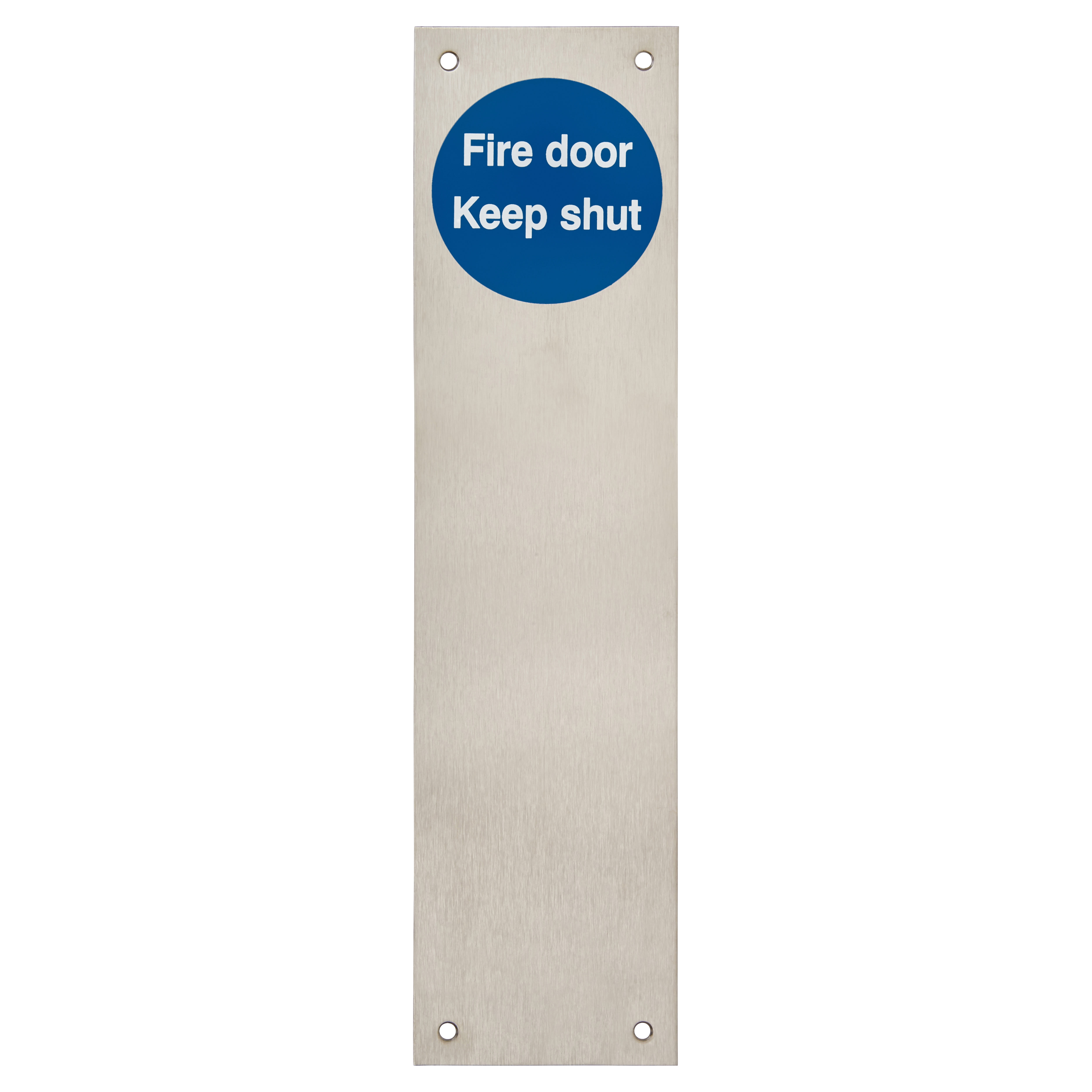 Stainless Steel Finger Plate - Fire Door Keep Shut - 300 x 75 x 1.2mm - Satin - view 2