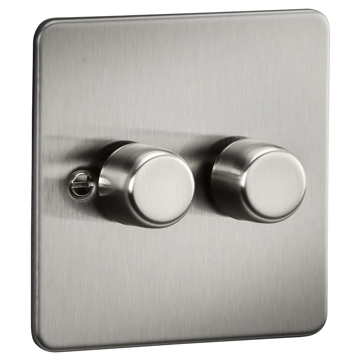 5-150W 2 Gang 2 Way Push On/Off Rotary Flat Intelligent LED Dimmer - Brushed Chrome - view 2