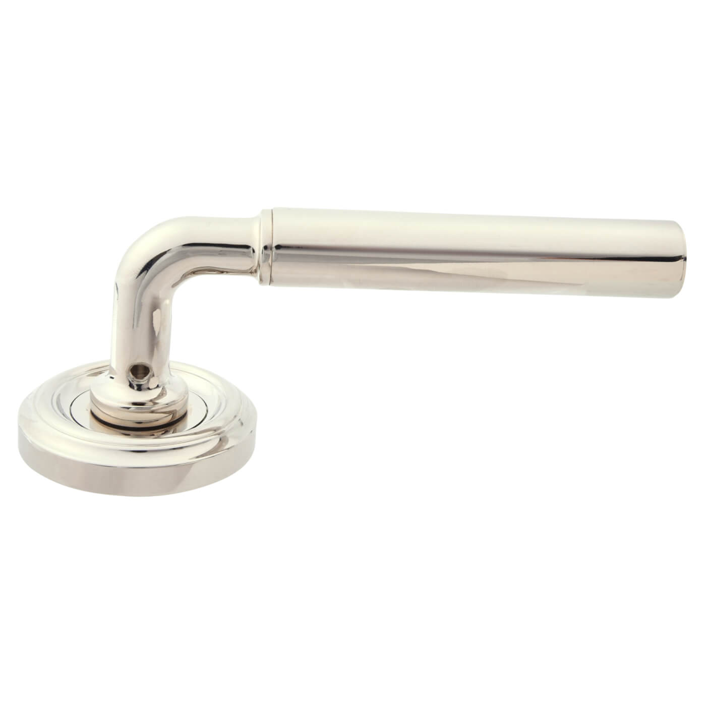 Polished Nickel Door Handles on Round Rose - Parisian Elise Range - view 3
