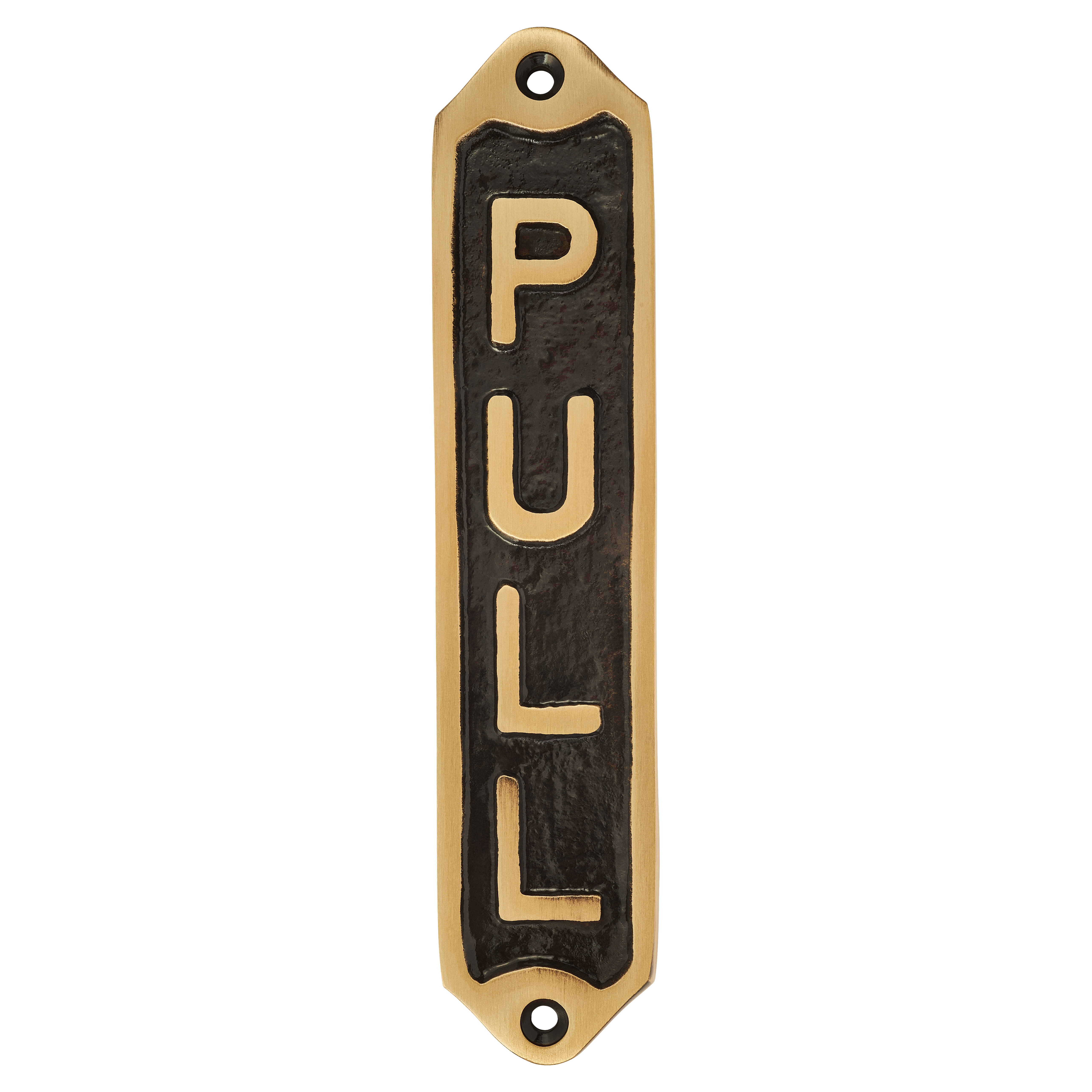 Solid Brass Toilet Door Sign - Pull - 155 x 33mm - Polished Brass/Black - view 2