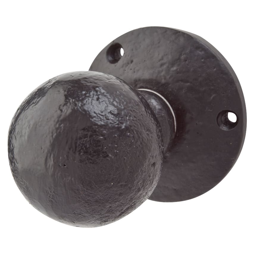 Antique Black Iron Ball Mortice Door Knob - 62mm Rose Diameter - view 2