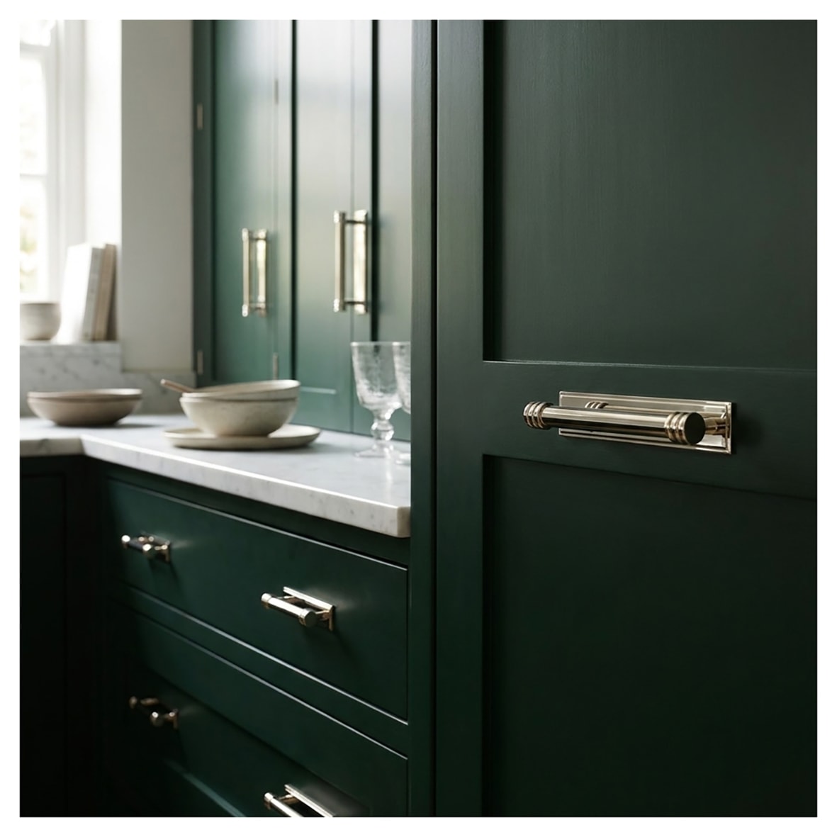 Sturt 15mm Reeded T-Bar Cabinet Pull Handle on Stepped Backplate - 96mm c/c - Polished Nickel - view 2