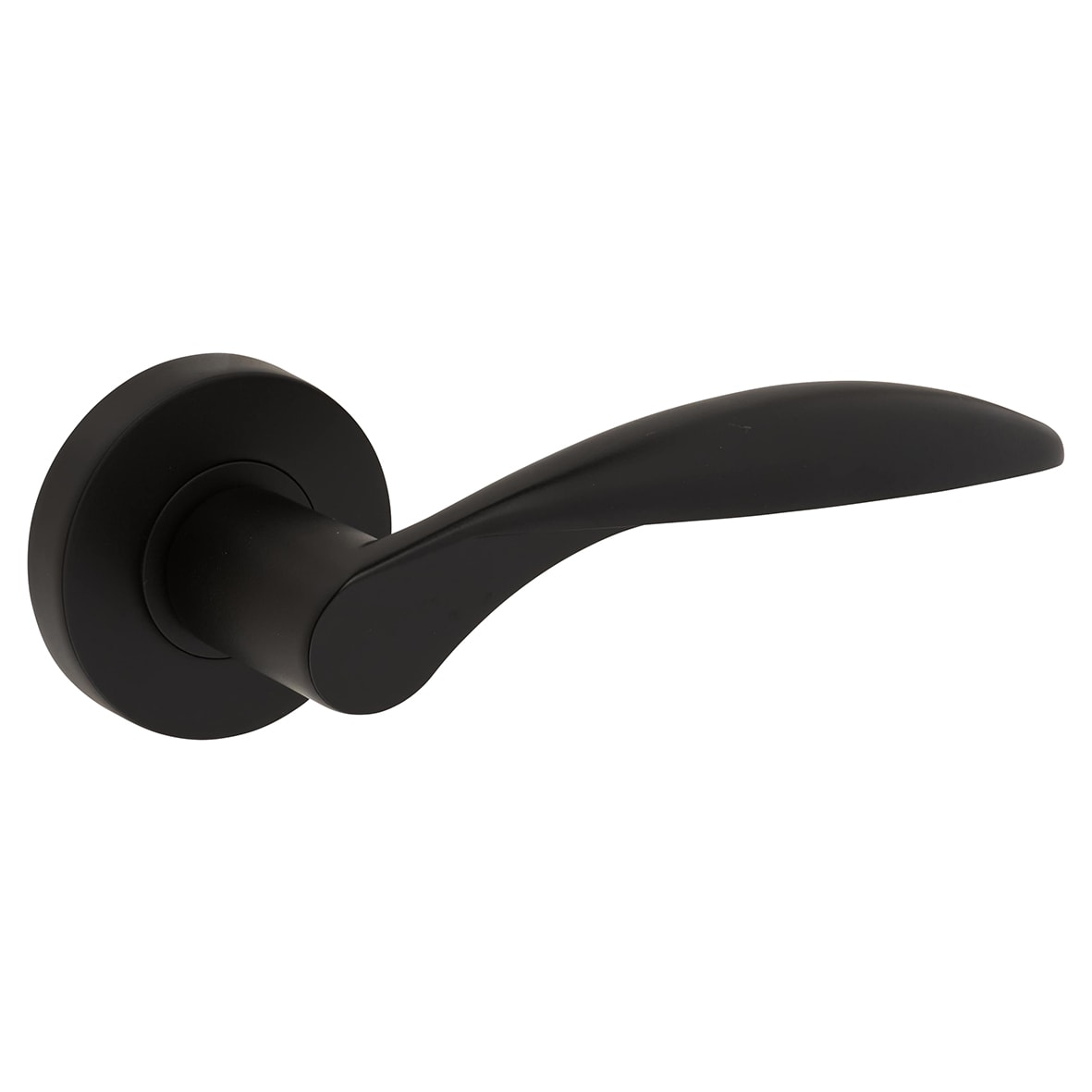 Matt Black Door Handles on Round Rose - Cresta Range - view 2