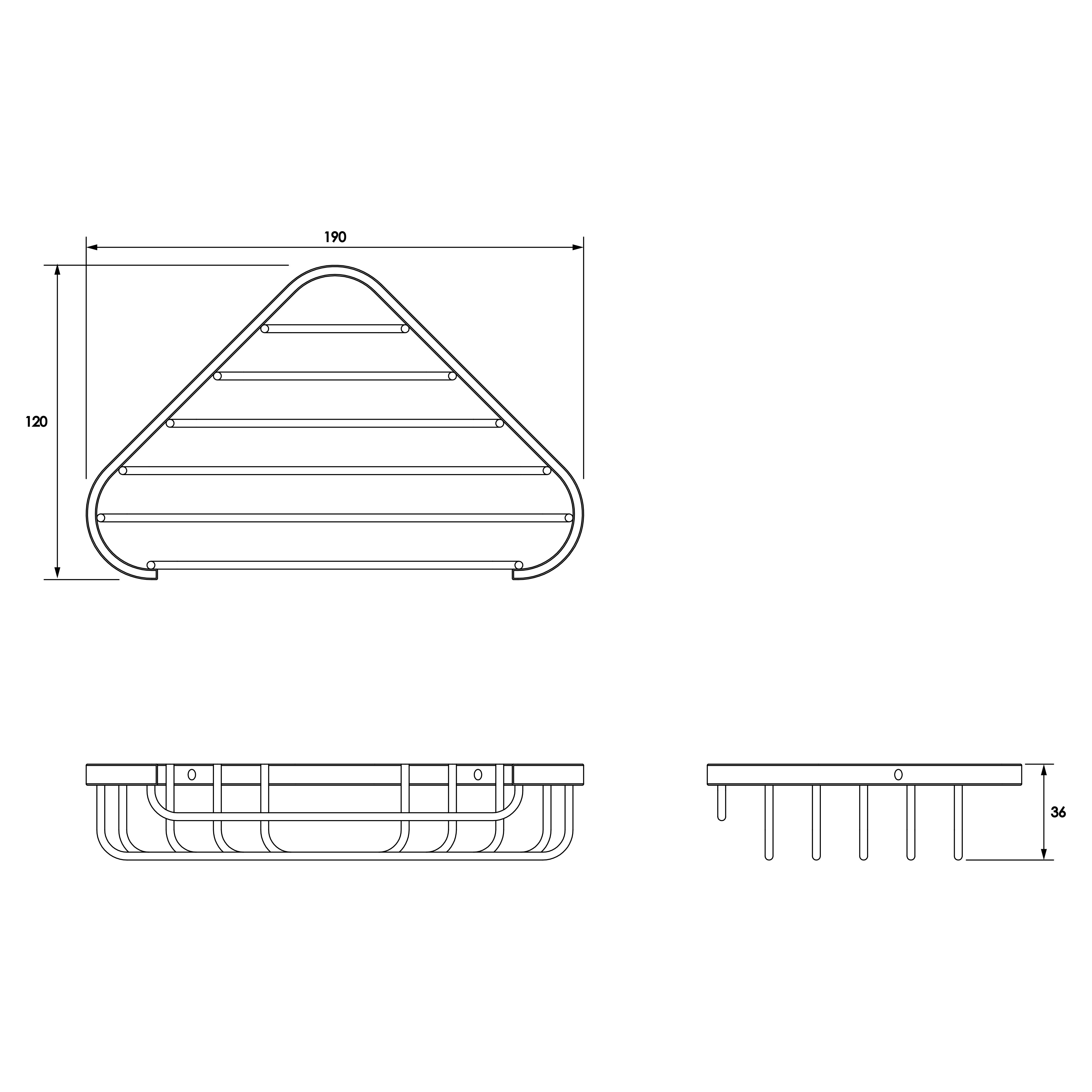 Wirework Small Corner Shower Soap Dish Basket - 40 x 195 x 120mm - Stainless Steel - view 7