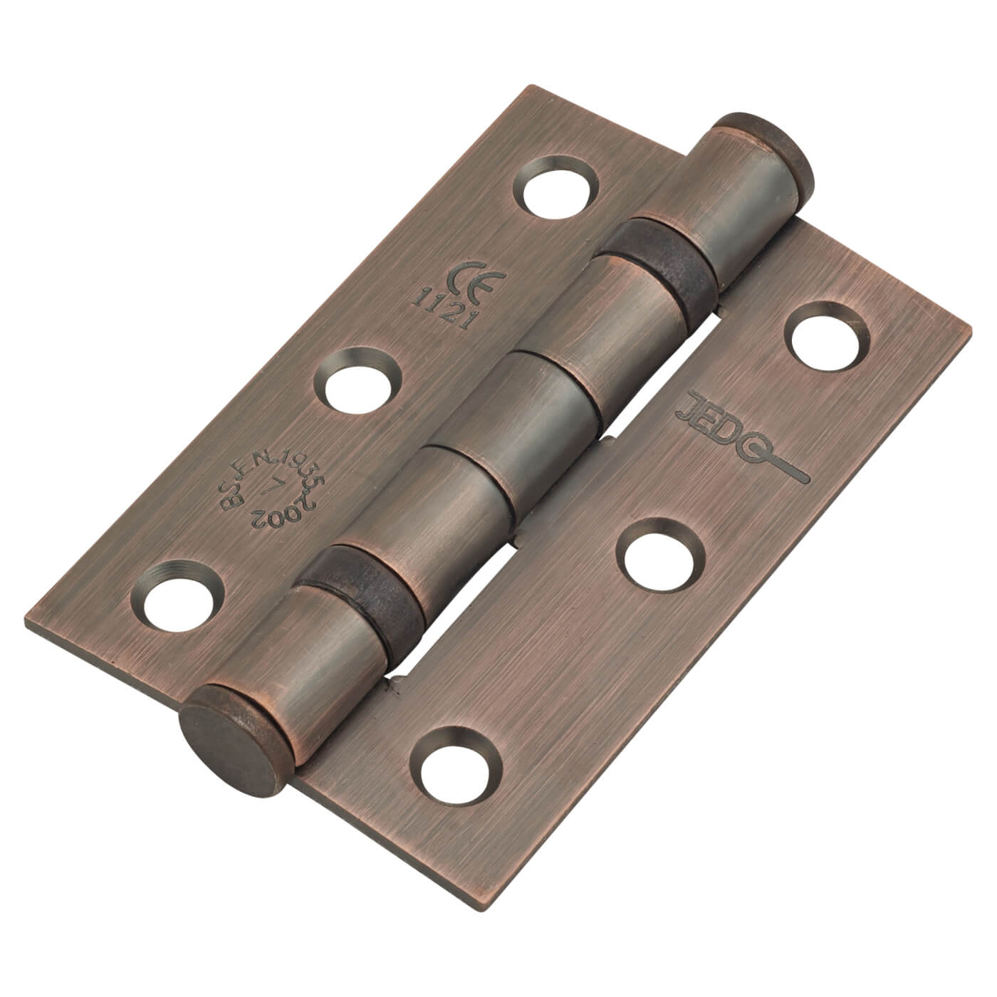Twin Ball Bearing Butt Door Hinge - 75 x 50 x 2mm - Bronze Plated - Pair - view 2