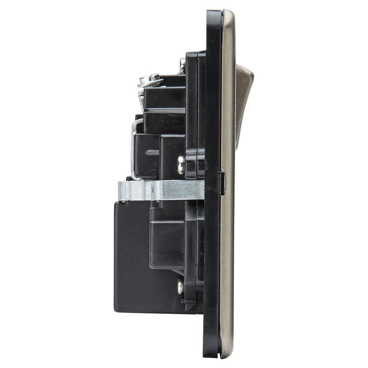 13A 2G DP Screwless Flat Plate Switched Socket & Nightlight Function - Antique Brass - view 2