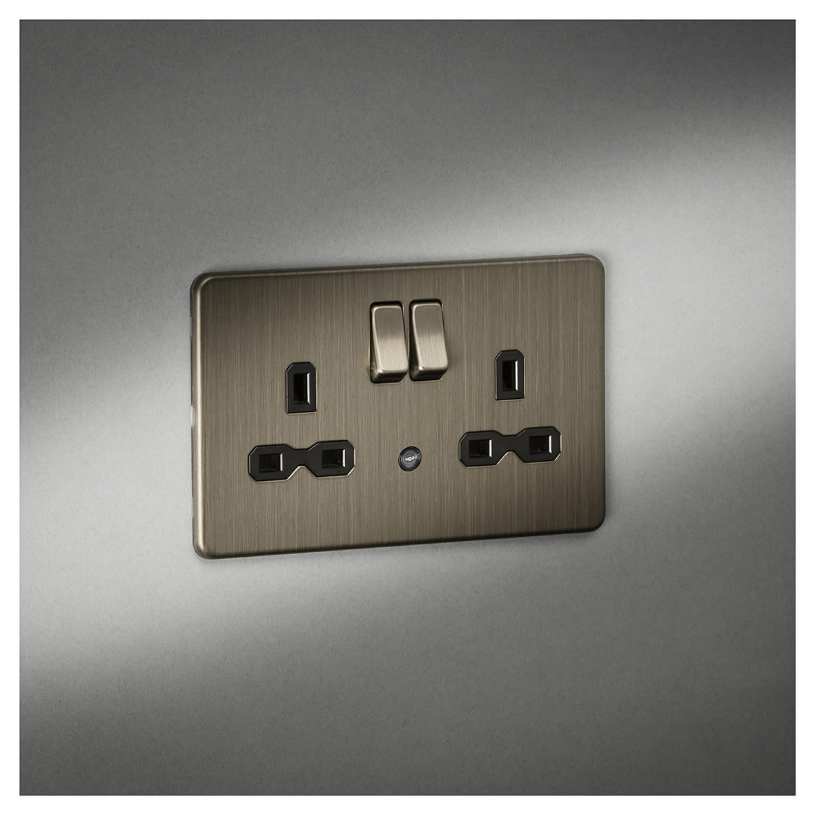 13A 2G DP Screwless Flat Plate Switched Socket & Nightlight Function - Antique Brass - view 4