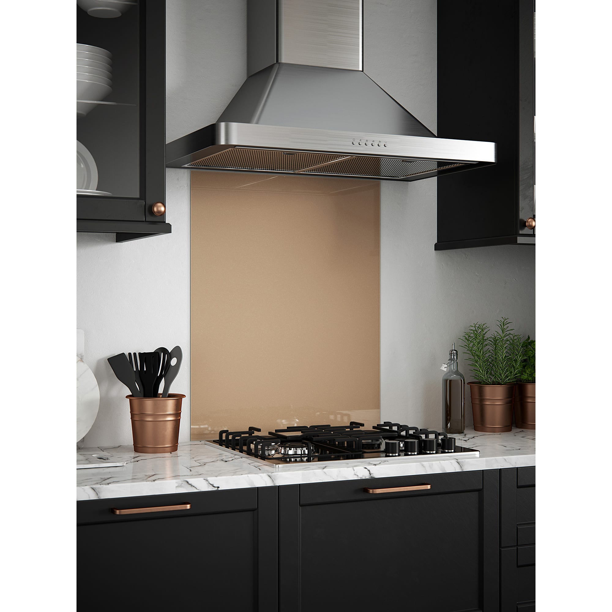 Self Adhesive Glass Kitchen Splashback - 750 x 600mm - Rose Gold - view 2