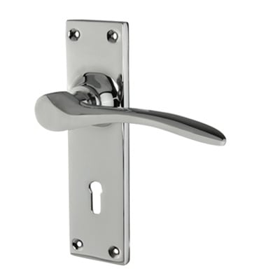 Polished Chrome Keyhole Lock Door Handles - Buckingham Range - 152 x 41mm - view 2
