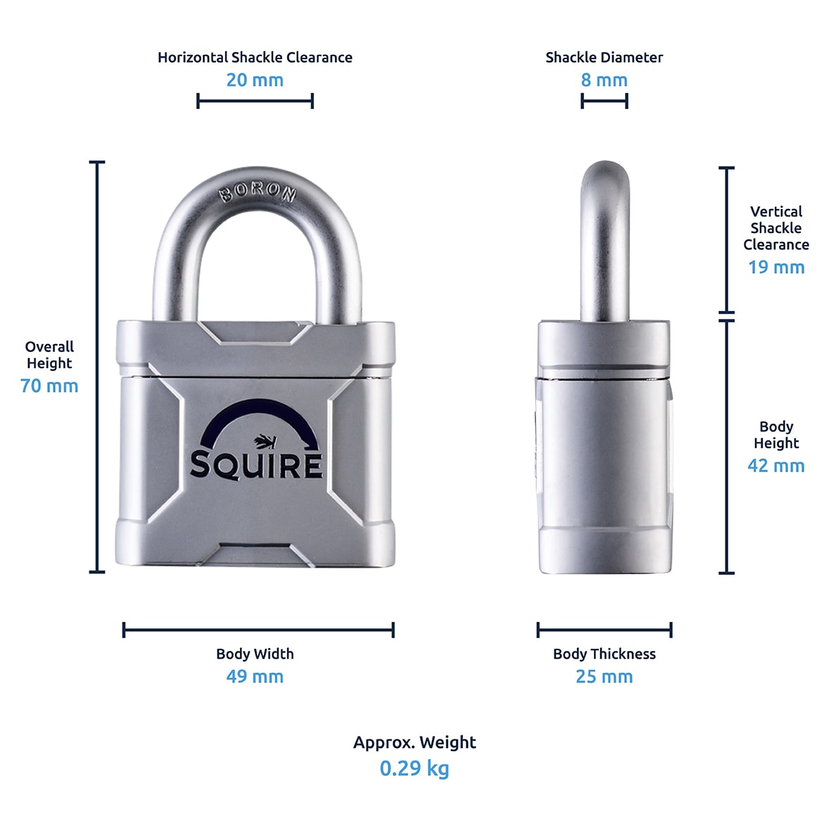 MERCURY 45 High Security Padlock - 45mm Body - 19 x 20.5mm Shackle - Silver - view 4
