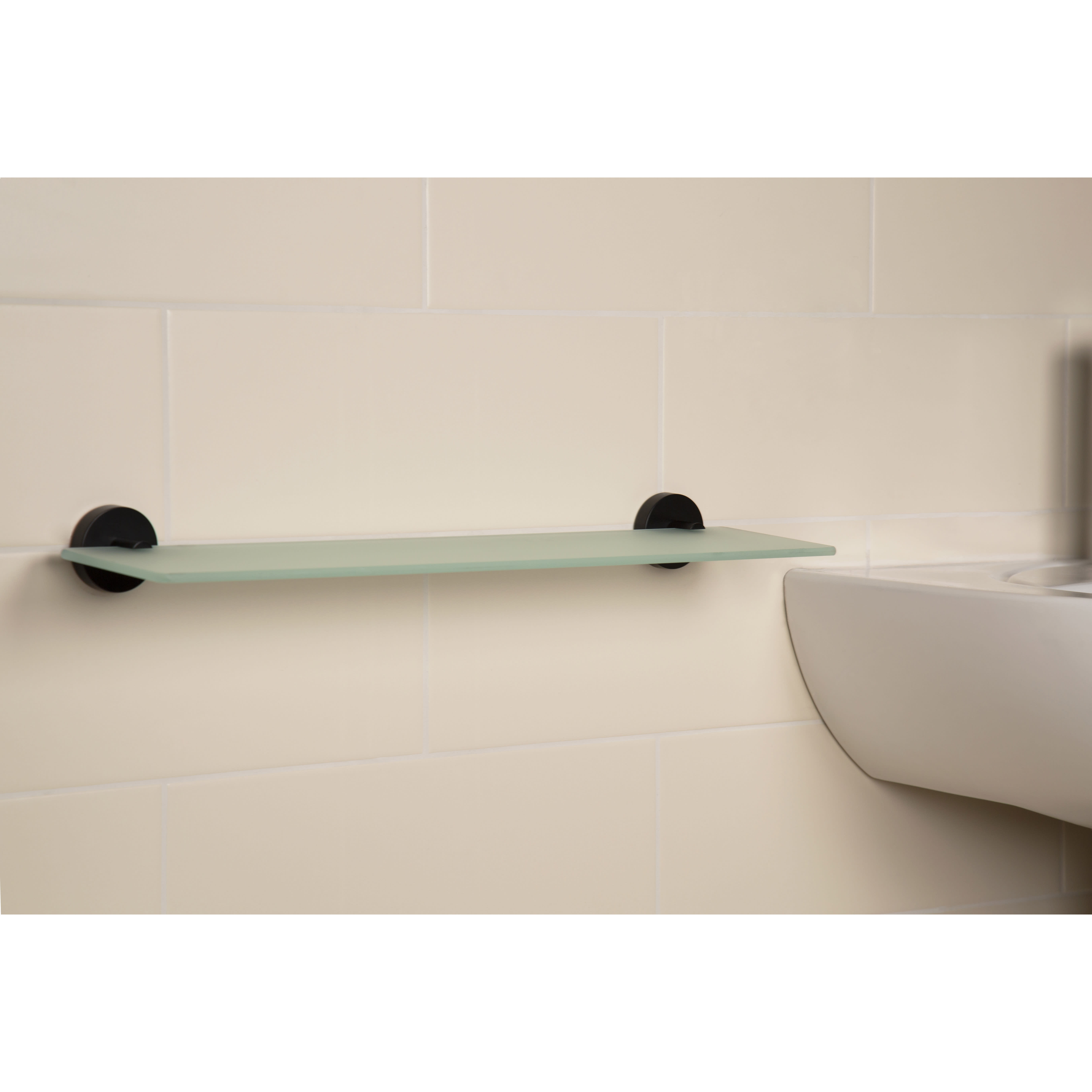 Cygnus Glass Shelf - 530 x 125 x 54mm - Matt Black - view 4