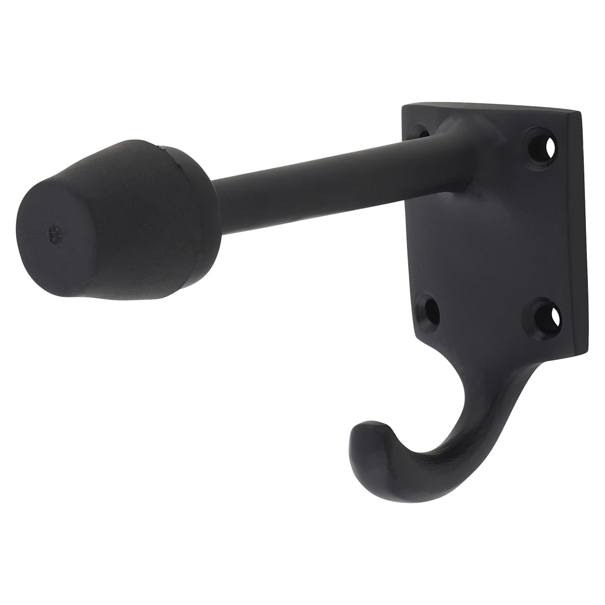 Cubical Single Hat & Coat Hook with Buffer - 85 x 55mm - Matt Black - view 2