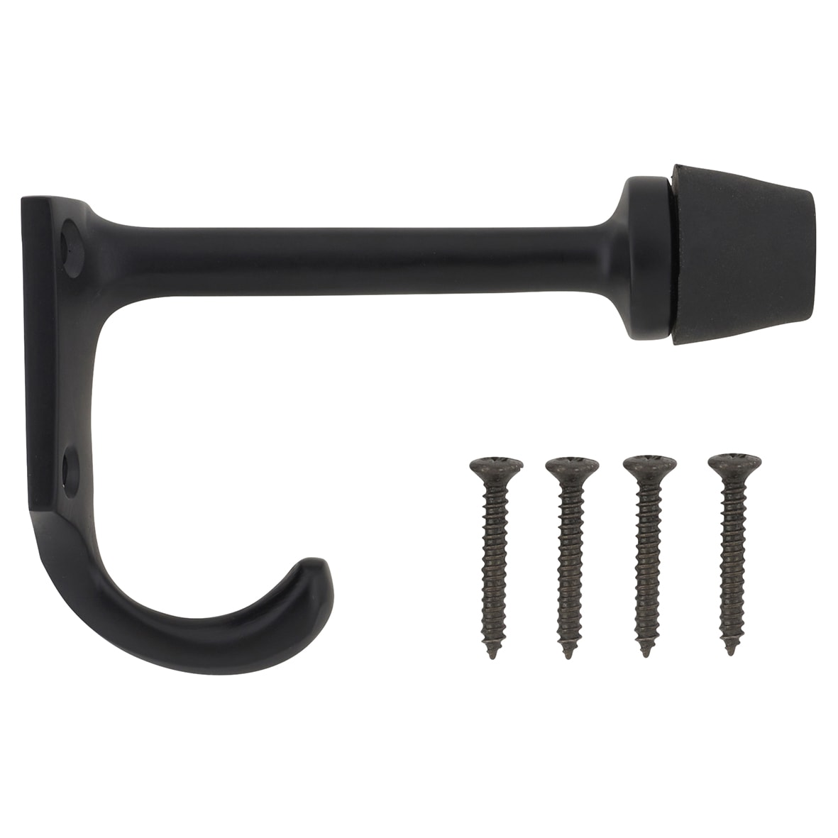 Cubical Single Hat & Coat Hook with Buffer - 85 x 55mm - Matt Black - view 4