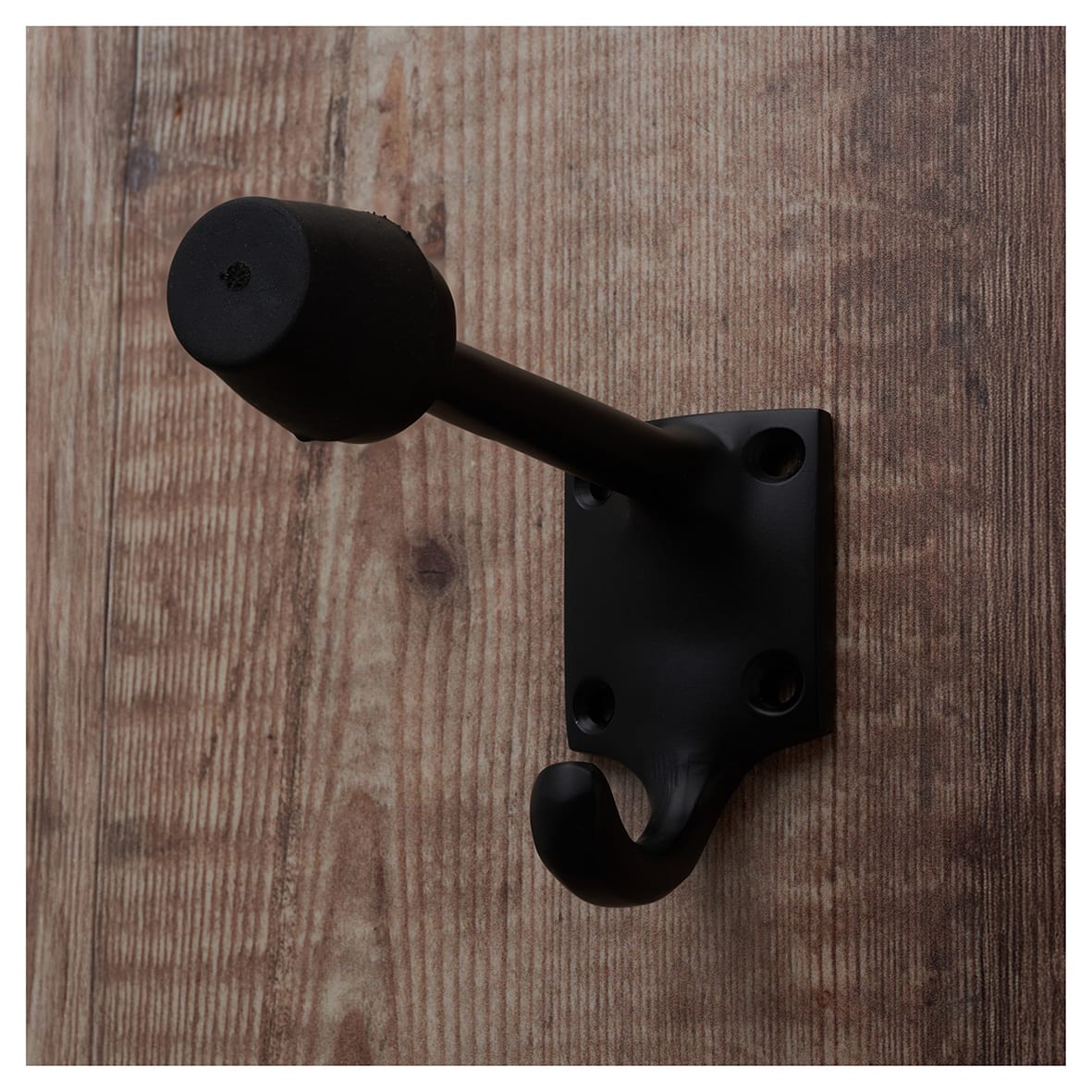 Cubical Single Hat & Coat Hook with Buffer - 85 x 55mm - Matt Black - view 5