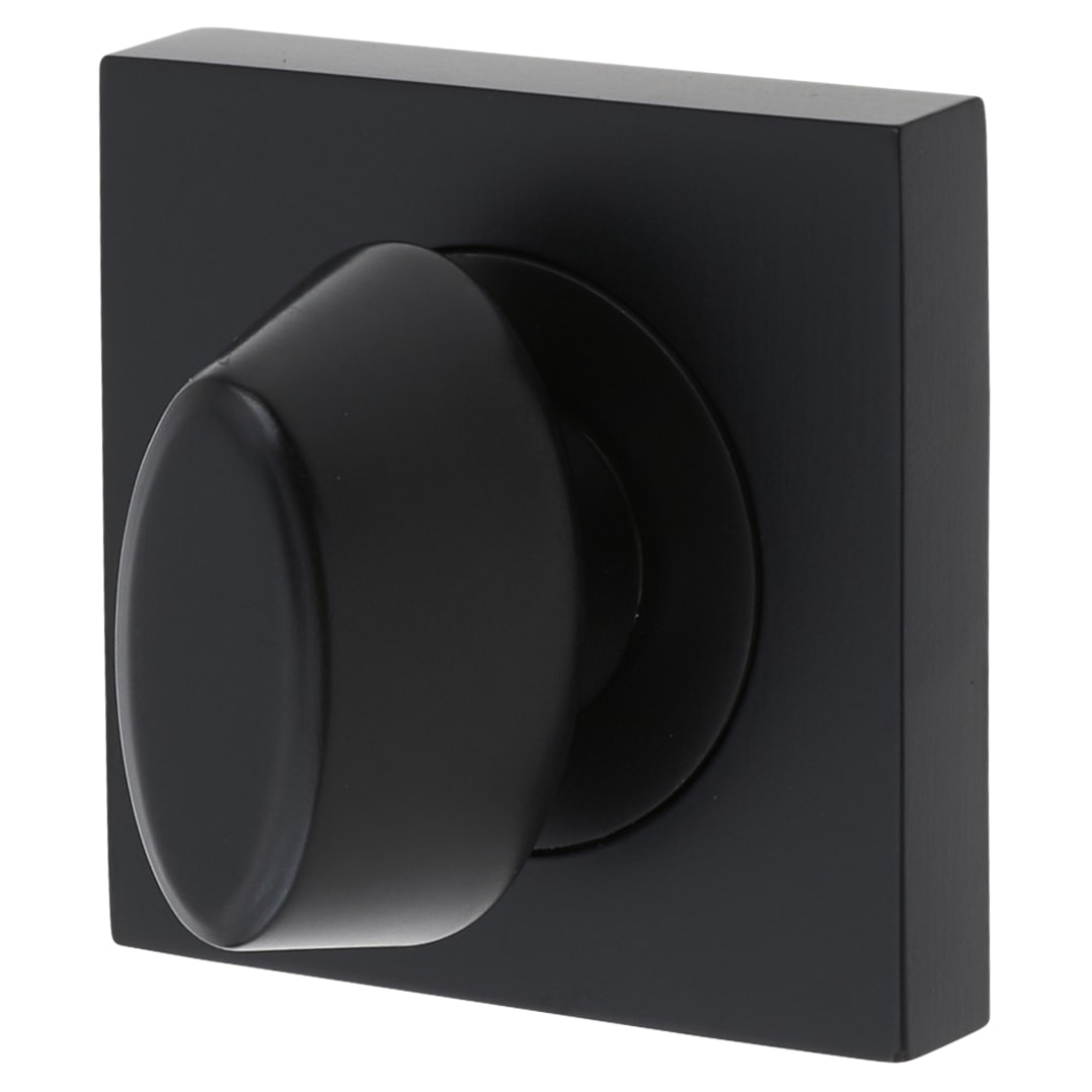 Brass Square Bathroom Turn & Release - 50mm Diameter - Matt Black - view 2
