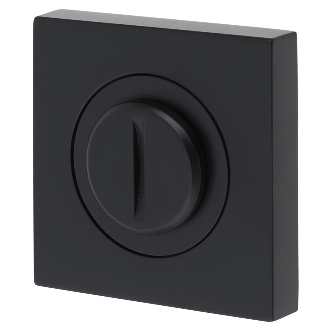 Brass Square Bathroom Turn & Release - 50mm Diameter - Matt Black - view 3