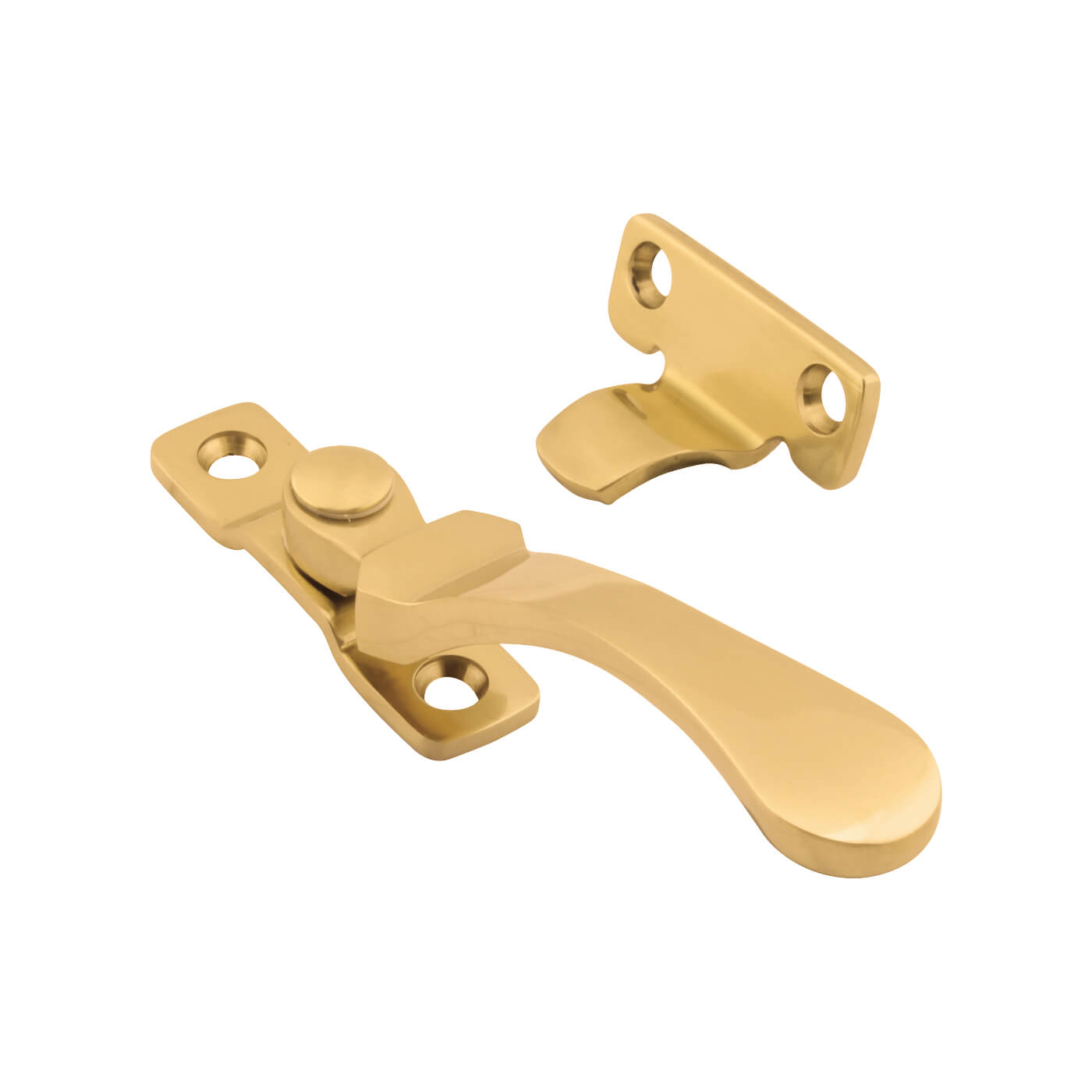 Cast Victorian Wedge Casement Window Fastener - Reversible - Polished Brass - view 2