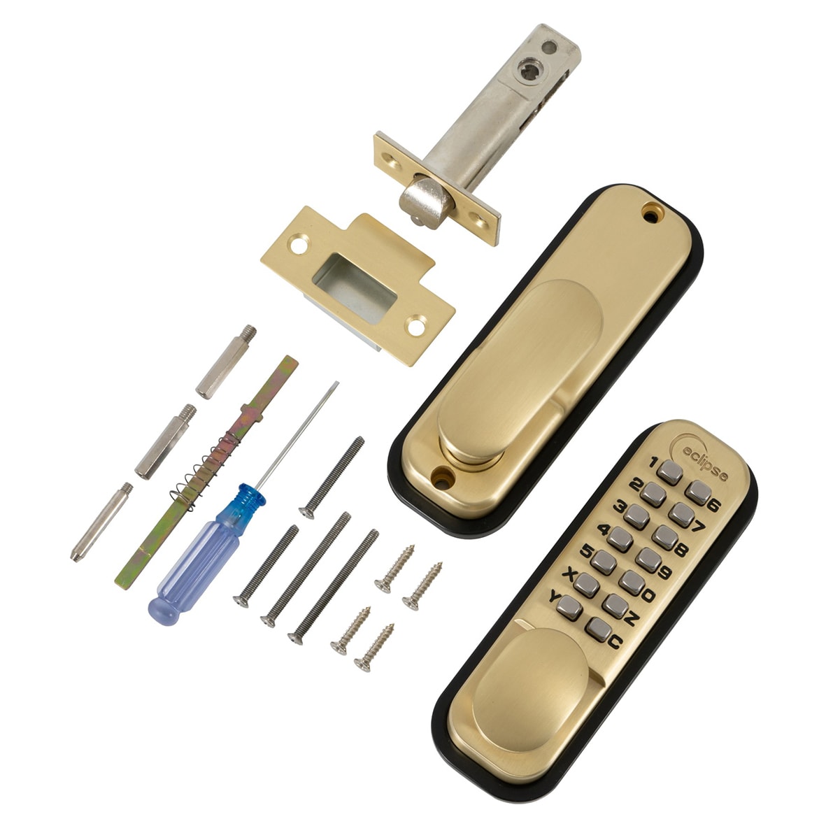 Easy Code Push Button Digital Code Lock - Holdback Option - Satin Brass - view 3