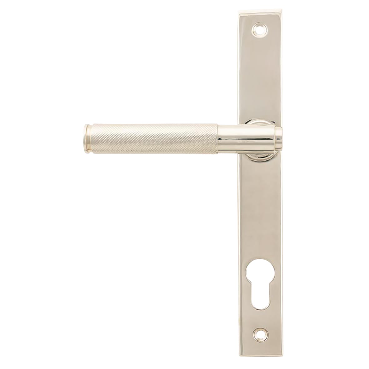 Polished Nickel uPVC Slimline Knurled Multipoint Door Handles - 92mm c/c - Brompton Range - view 2