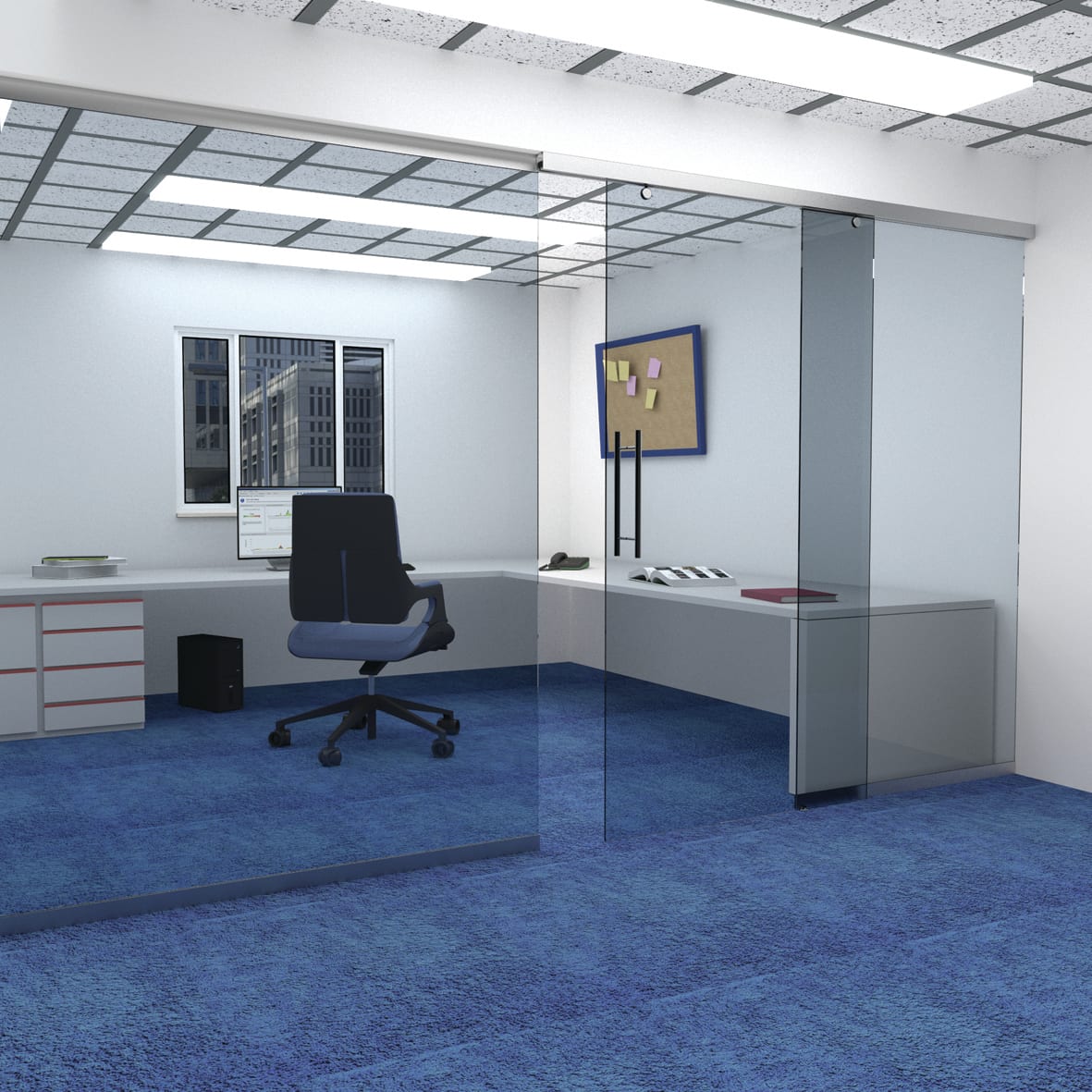 I-slide Straight Glass Sliding Door Gear Kit - 2000mm Track - 10-12mm Glass - 80kg Max Door - view 2