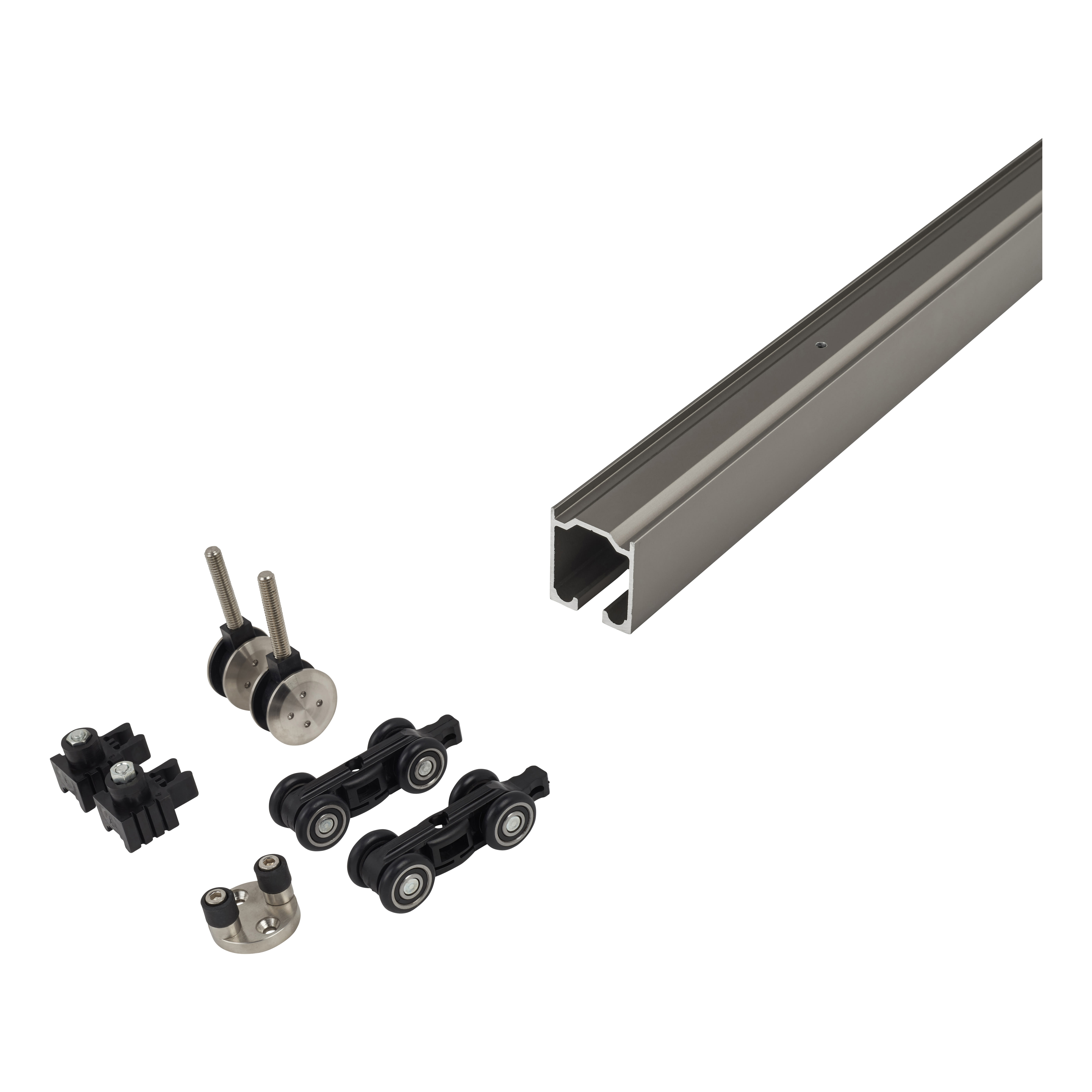 I-slide Straight Glass Sliding Door Gear Kit - 2000mm Track - 10-12mm Glass - 80kg Max Door - view 3