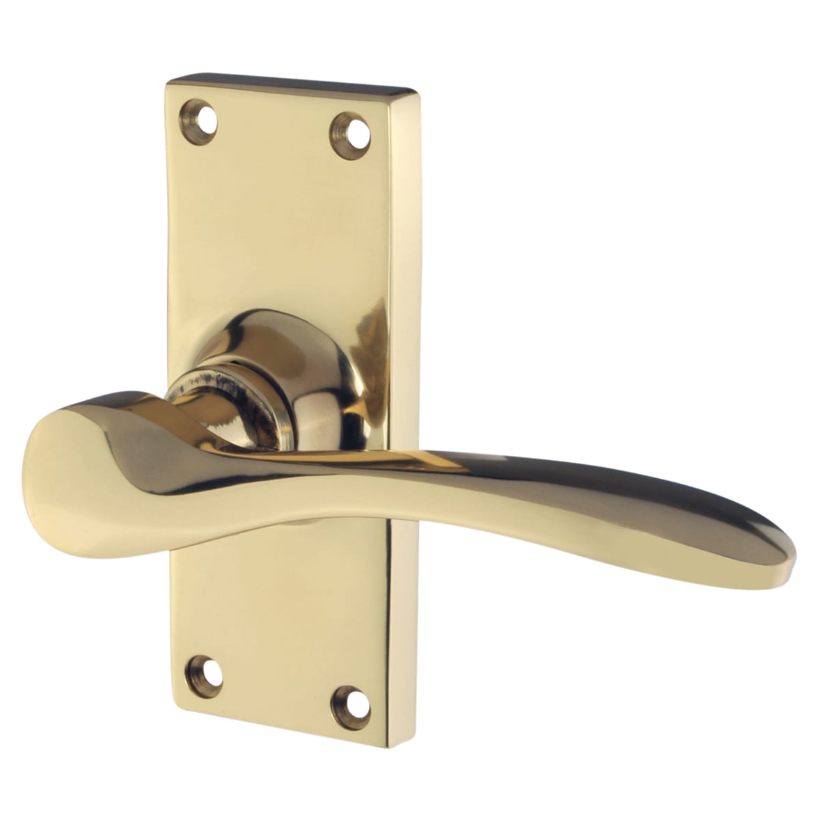 Polished Brass Latch Door Handles Pack - Short Plate - Buckingham Range - view 2