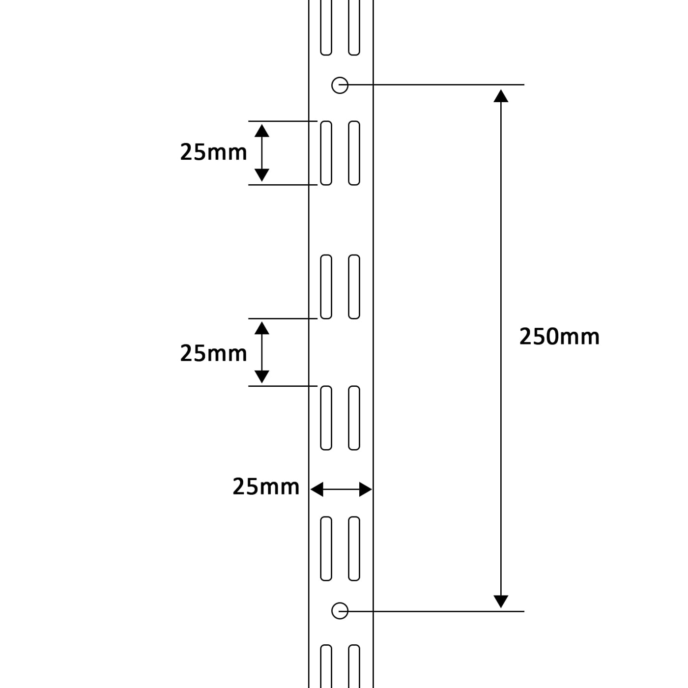 Twin Slot Shelf Wall Upright - 1000mm Length - White - view 2