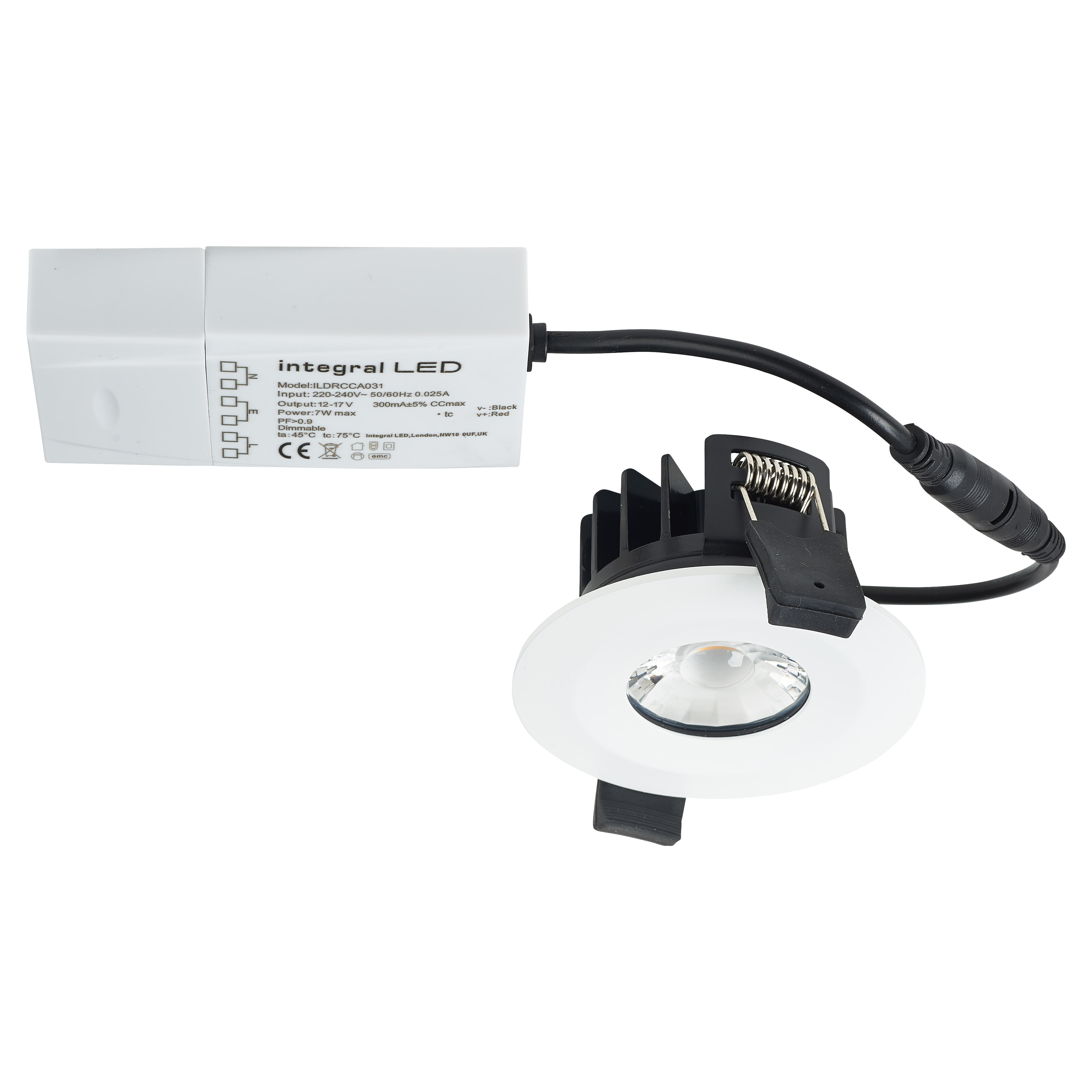 LED Low Profile 6W Fire Rated LED Dimmable Fixed Downlight - 4000K Cool White - White - view 2