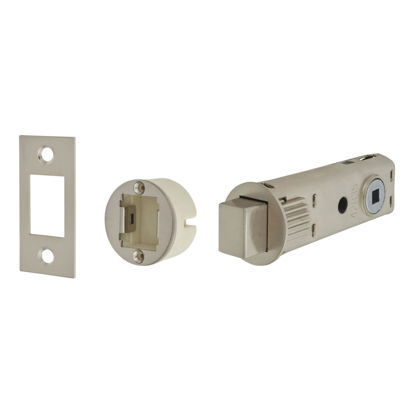 FastLatch Tubular Push-Fit Bathroom Deadbolt - 73mm Case - 57mm Backset - Satin Nickel - view 2