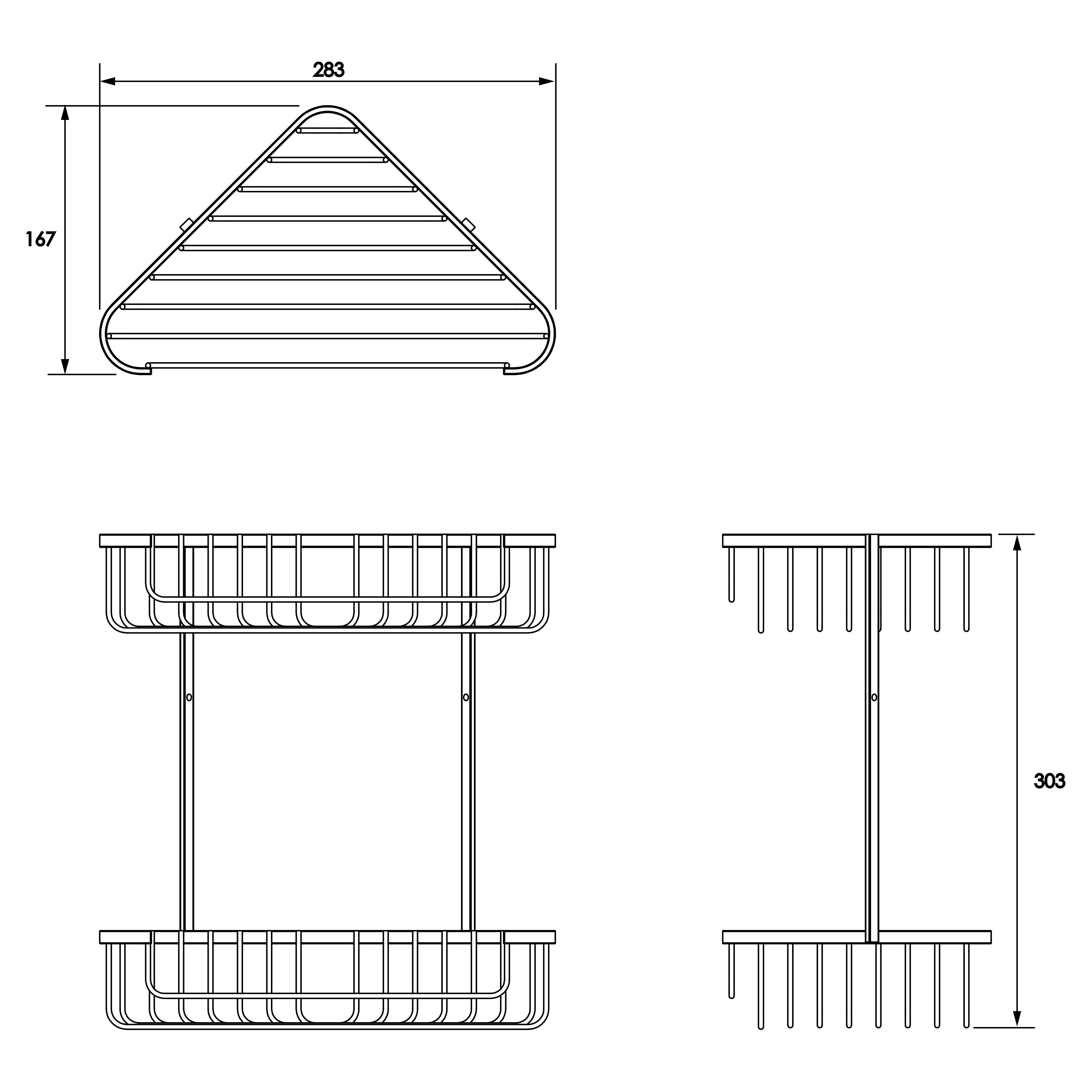 Wirework Large Corner Shower Basket - Two Tier - 305 x 275 x 165mm - Stainless Steel - view 5