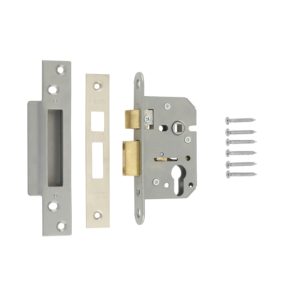Viscount Bolt Through Euro Profile Sashlock - 64mm Case - 44mm Backset - Satin Chrome - view 3