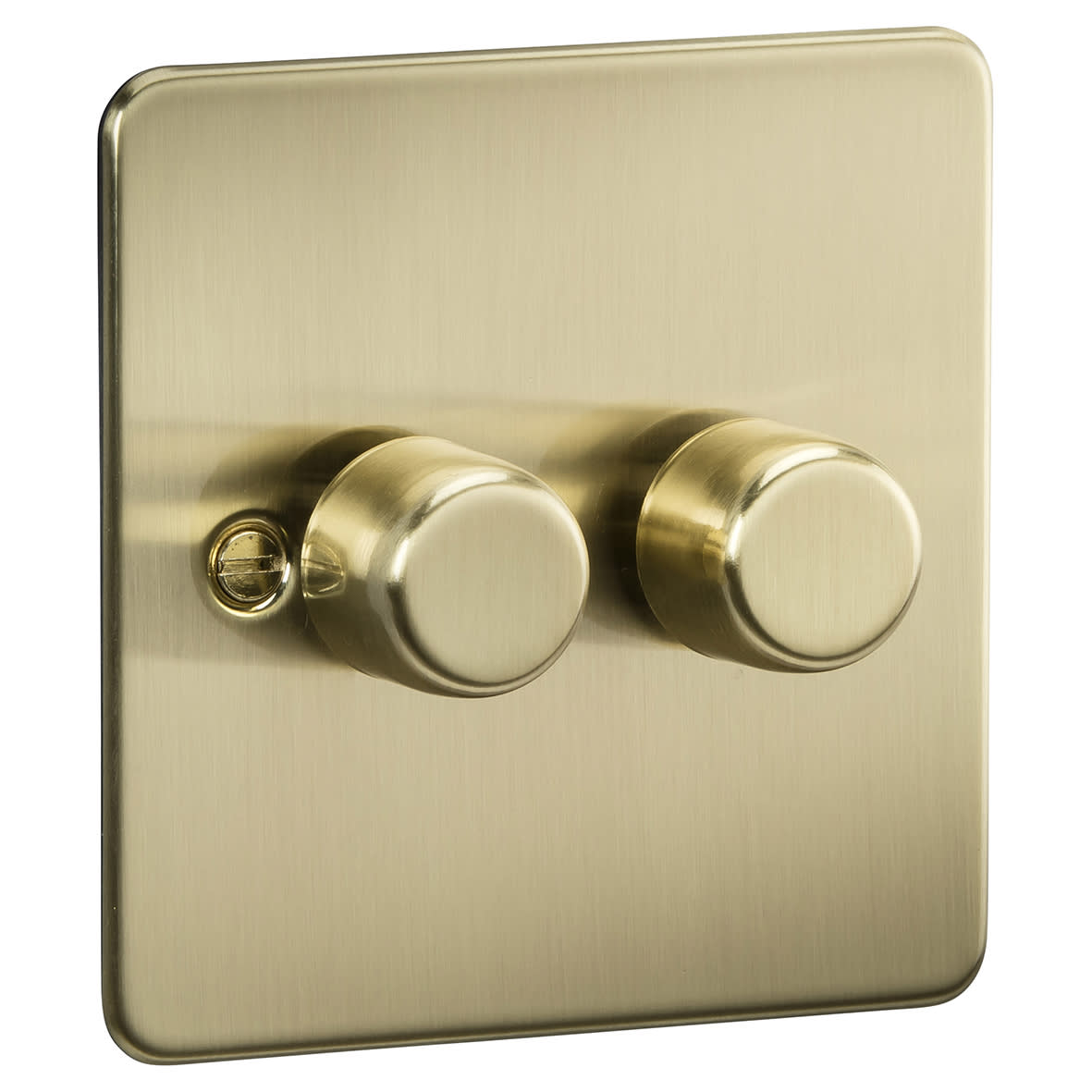 5-150W 2 Gang 2 Way Push On/Off Rotary Flat Intelligent LED Dimmer - Brushed Brass - view 2