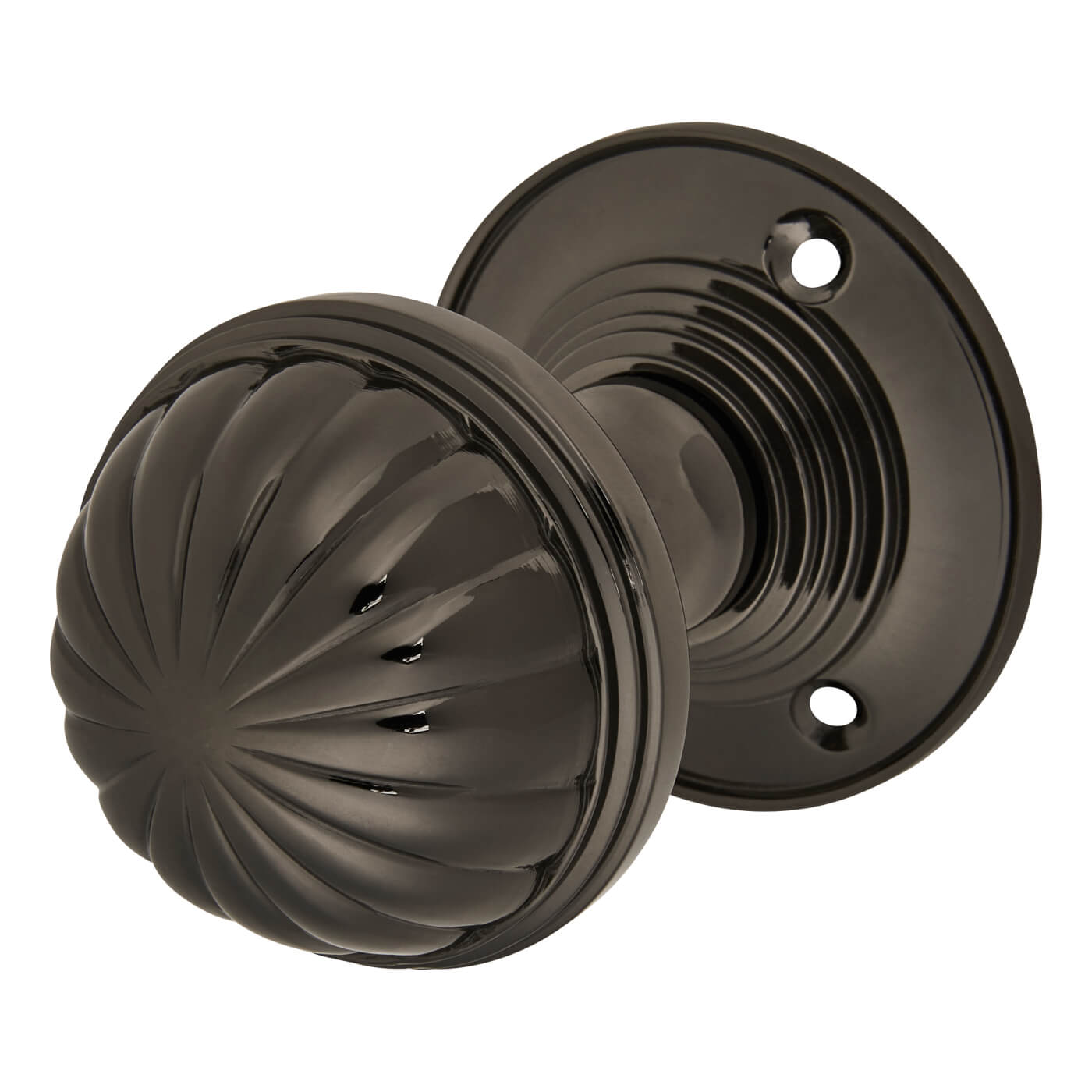 Black Nickel Fluted Mortice Door Knob - 65mm Rose Diameter - view 2