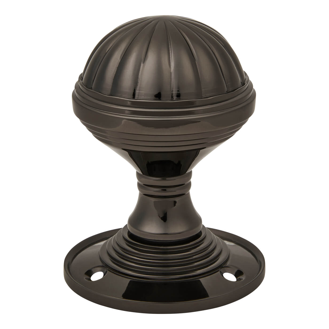 Black Nickel Fluted Mortice Door Knob - 65mm Rose Diameter - view 3